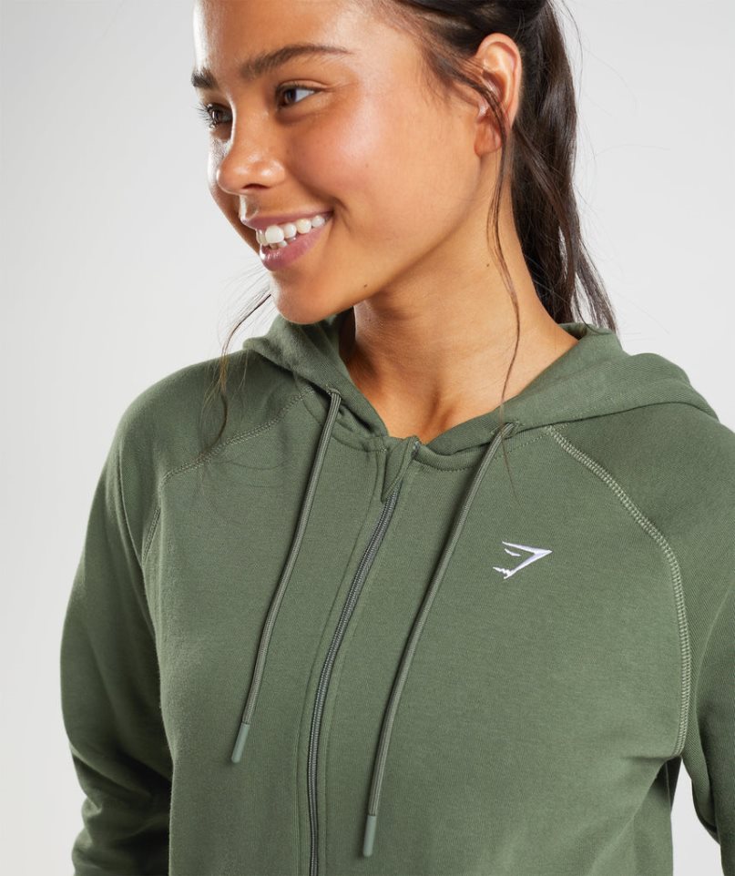 Women's Gymshark Training Zip Hoodie Olive | CA 35DN80